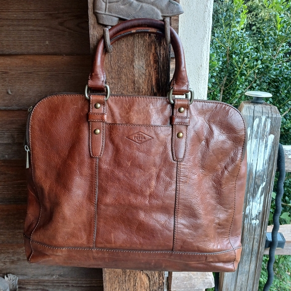 Fossil Brown Leather Men's Bag - Picture 1 of 14
